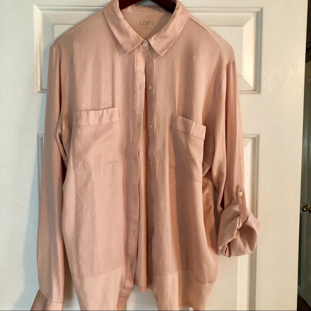 Loft peach long sleeve/3/4 length sleeve blouse